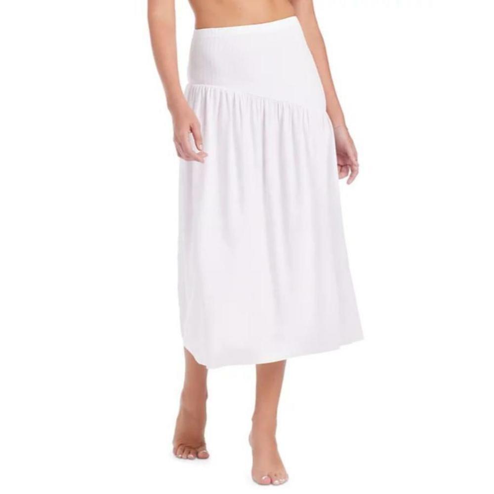 Sanctuary Women's Refresh Rib Asymmetric-Tier White Swim Cover-Up Skirt XL